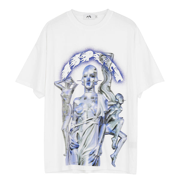 Playera Futurista con Estampado Metálico