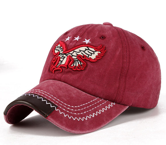 Gorra de Béisbol Vaquera Vintage Lavada con Bordado y Visera Curva