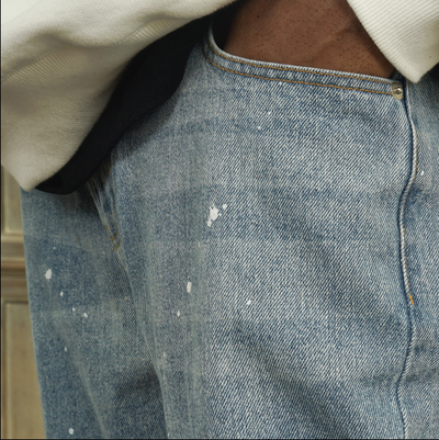 Pantalón Vaquero Slim Azul Claro con Bordes Crudos para Hombre - Image 4