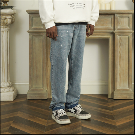 Pantalón Vaquero Slim Azul Claro con Bordes Crudos para Hombre