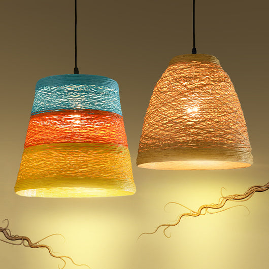 Lámpara Colgante de Ratán Tejido - Diseño Bohemio para Cafeterías y Restaurantes - Image 18
