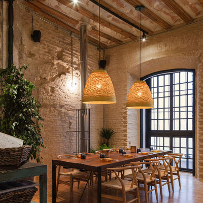 Lámpara Colgante de Ratán Tejido - Diseño Bohemio para Cafeterías y Restaurantes - Image 14