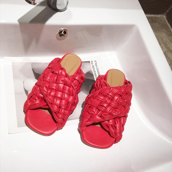 Sandalias Tejidas Cómodas de Tacón Plano para Mujer
