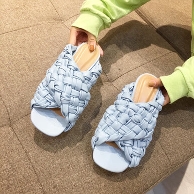 Sandalias Tejidas Cómodas de Tacón Plano para Mujer - Image 4