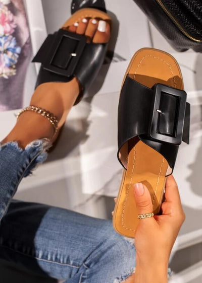 Pantuflas Planas con Hebilla Cuadrada - Estilo Europeo y Americano para Mujer - Image 8