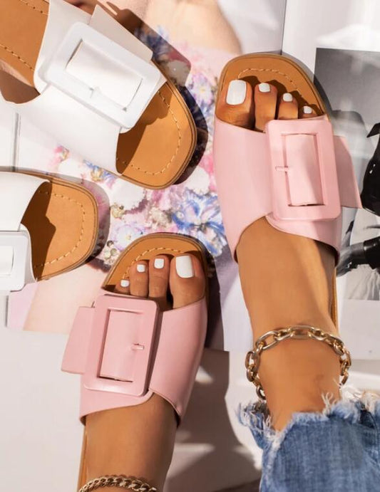 Pantuflas Planas con Hebilla Cuadrada - Estilo Europeo y Americano para Mujer - Image 2