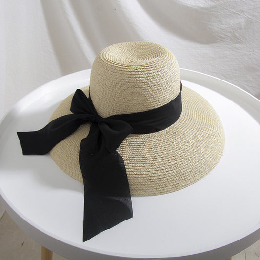 Sombrero de Paja Campana para Mujer con Moño Grande - Primavera Verano