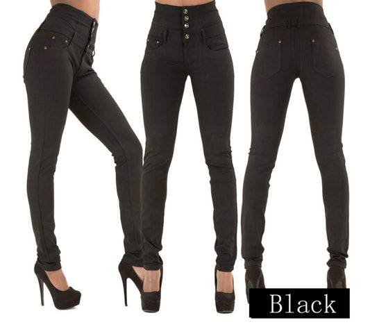 Jeans Elásticos Cintura Alta para Mujer Corte Lápiz - Image 2