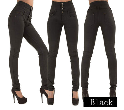 Jeans Elásticos Cintura Alta para Mujer Corte Lápiz - Image 2