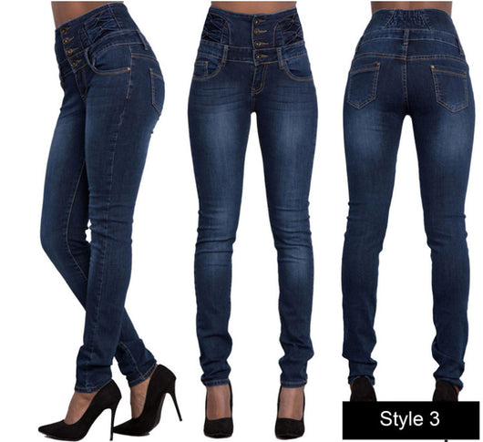 Jeans Elásticos Cintura Alta para Mujer Corte Lápiz - Image 5