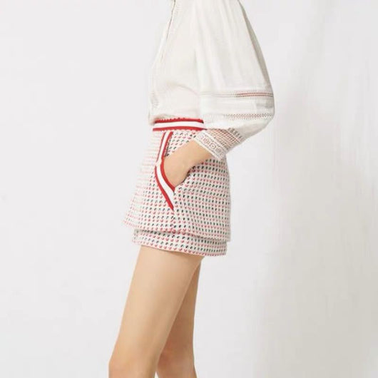 Shorts Tweed Estampado a Rayas para Mujer - Image 6