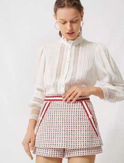 Shorts Tweed Estampado a Rayas para Mujer - Image 3