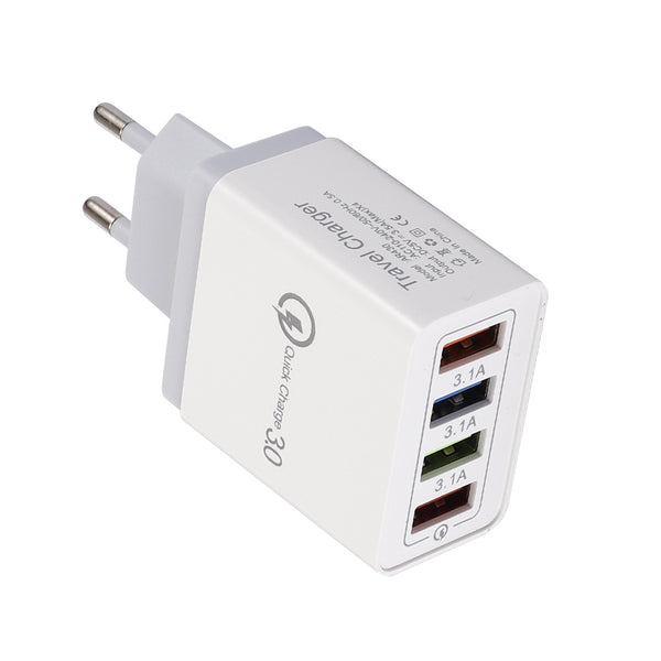 Cargador Rápido 4 Puertos USB con Tecnología Luminosa