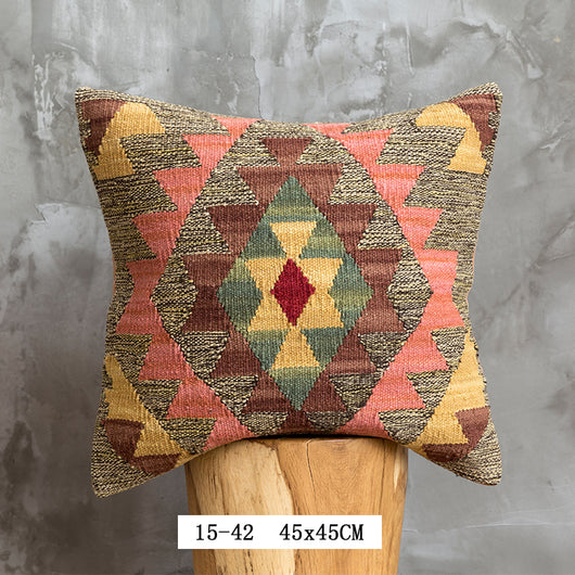 Almohada Bohemia de Lana Pura Pakistan Tejida a Mano - Estilo Nórdico Retro - Image 14