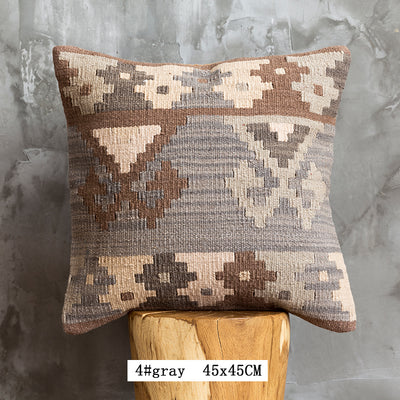 Almohada Bohemia de Lana Pura Pakistan Tejida a Mano - Estilo Nórdico Retro - Image 20