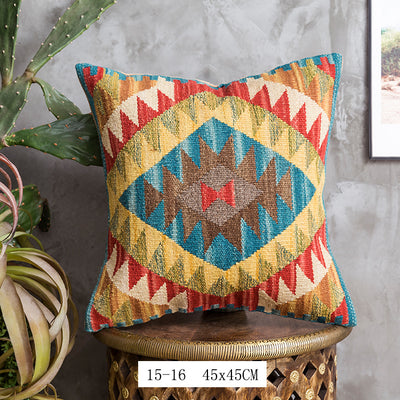 Almohada Bohemia de Lana Pura Pakistan Tejida a Mano - Estilo Nórdico Retro - Image 15