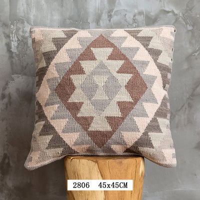 Almohada Bohemia de Lana Pura Pakistan Tejida a Mano - Estilo Nórdico Retro - Image 13