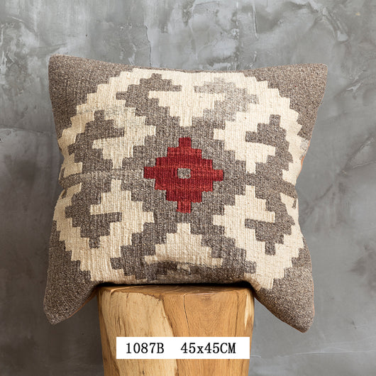 Almohada Bohemia de Lana Pura Pakistan Tejida a Mano - Estilo Nórdico Retro - Image 16