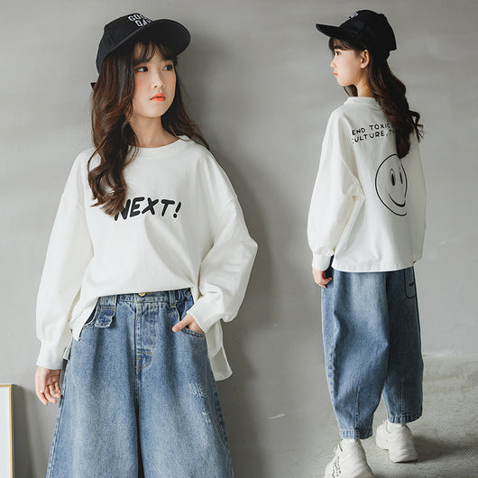 Playera Manga Larga Niña Algodón con Diseño de Letras y Tecnología Transpirable - Image 2