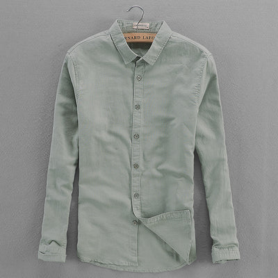 Camisa Larga Slim Fit de Algodón y Lino - Fresca y Versátil para Verano - Image 10