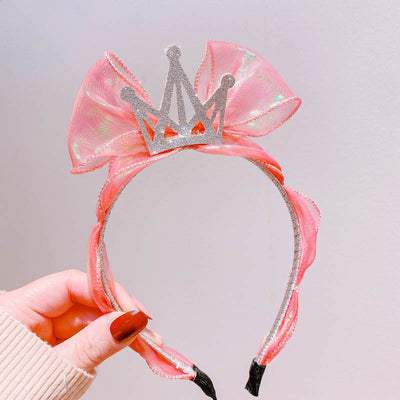 Diadema Infantil Princesa Sirena con Corona de Diamantes y Lazo de Tul Brillante - Image 10