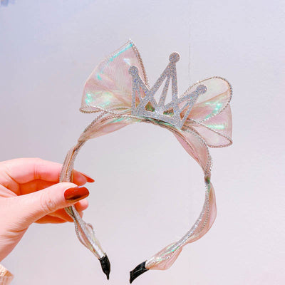 Diadema Infantil Princesa Sirena con Corona de Diamantes y Lazo de Tul Brillante - Image 13
