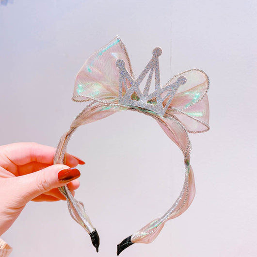 Diadema Infantil Princesa Sirena con Corona de Diamantes y Lazo de Tul Brillante - Image 13