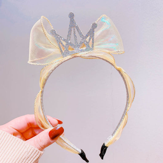Diadema Infantil Princesa Sirena con Corona de Diamantes y Lazo de Tul Brillante - Image 14
