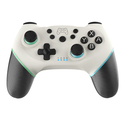 Dark gray wireless Bluetooth gamepad with red accents, dual analog sticks, D-pad, and action buttons for gaming. - Image 7