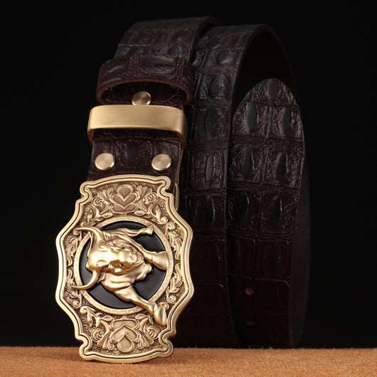 Cinturón de Cuero Genuino con Hebilla de Cobre para Hombre Joven - Image 5
