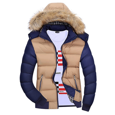 Abrigo de Algodón con Capucha y Cuello de Pelaje para Hombre - Image 15