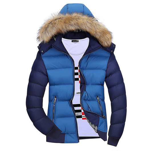Abrigo de Algodón con Capucha y Cuello de Pelaje para Hombre - Image 13