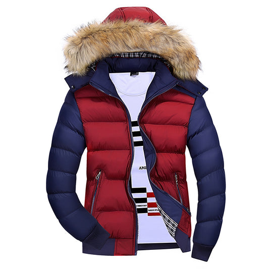 Abrigo de Algodón con Capucha y Cuello de Pelaje para Hombre - Image 2