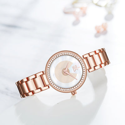 Reloj de Mujer con Banda de Acero Inoxidable, Resistente al Agua y Cristales de Diamante - Image 9