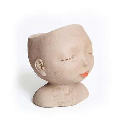 Maceta Decorativa con Figura de Muñeca de Ojos Cerrados para Jardín - Image 14