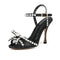 Tacones Altos de Fiesta con Lazo y Perlas - Sandalias Elegantes para Eventos Especiales