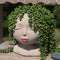 Maceta Decorativa con Figura de Muñeca de Ojos Cerrados para Jardín