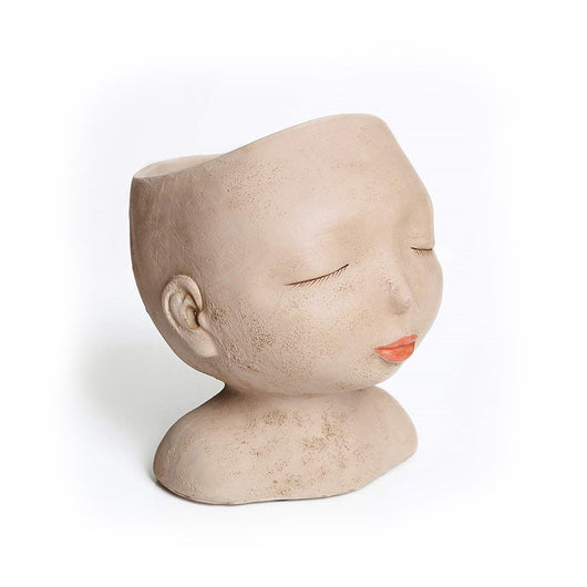 Maceta Decorativa con Figura de Muñeca de Ojos Cerrados para Jardín - Image 7