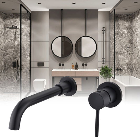 Grifo de Lavabo Empotrado Negro Mate - Diseño Minimalista Recesado