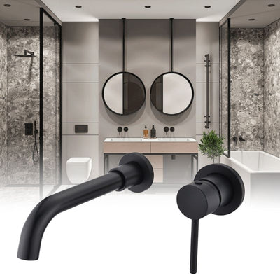 Grifo de Lavabo Empotrado Negro Mate - Diseño Minimalista Recesado