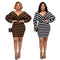 Vestido Cinturón Africano con Escote V y Detalles de Costura