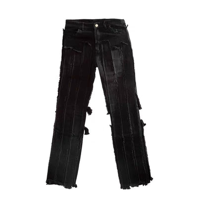 Pantalones Vaqueros Destruidos Hip-Hop con Flecos Lavado Vintage - Image 6