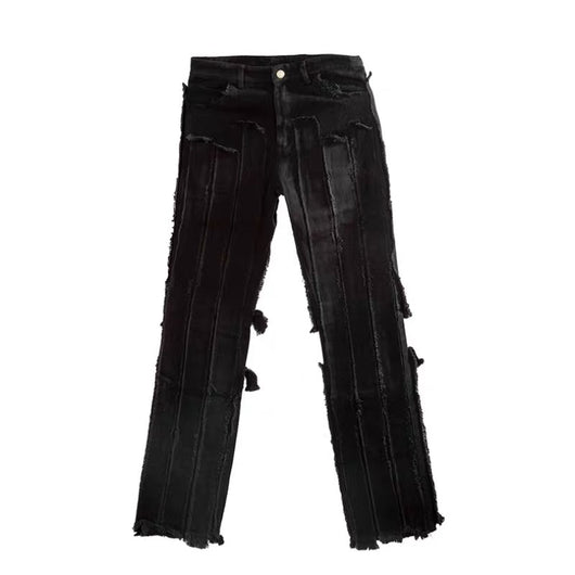 Pantalones Vaqueros Destruidos Hip-Hop con Flecos Lavado Vintage - Image 6