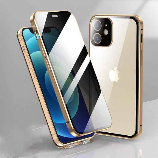 Funda de Celular Transparente de Doble Hebilla para iPhone 11 y 12 Pro Max con Cristal Templado Antiespía - Image 2