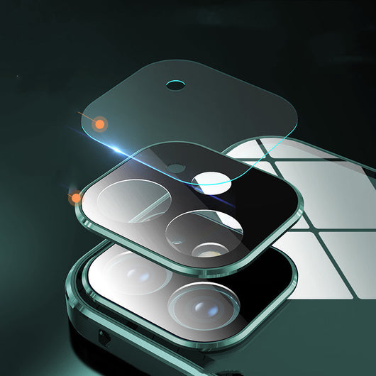 Funda de Celular Transparente de Doble Hebilla para iPhone 11 y 12 Pro Max con Cristal Templado Antiespía