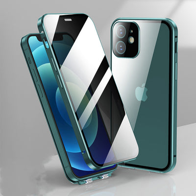 Funda de Celular Transparente de Doble Hebilla para iPhone 11 y 12 Pro Max con Cristal Templado Antiespía - Image 4