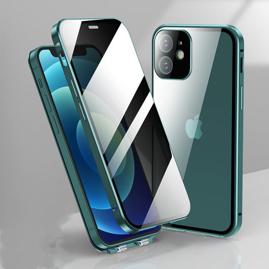 Funda de Celular Transparente de Doble Hebilla para iPhone 11 y 12 Pro Max con Cristal Templado Antiespía - Image 4