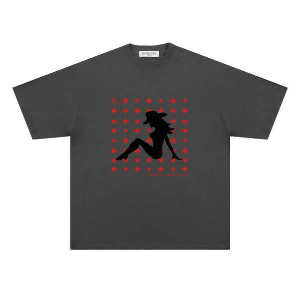 Playera Corta con Corazón de Durazno y Personajes Animados