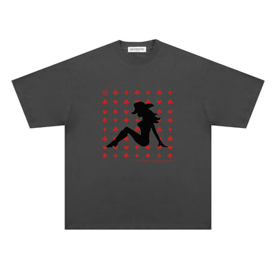 Playera Corta con Corazón de Durazno y Personajes Animados