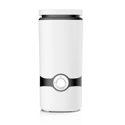 White smart humidifier with a black band and blue digital display showing 25 degrees, on a wooden surface. - Image 6